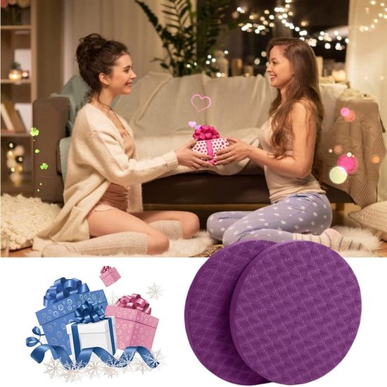 Yoga kniebeschermers - 2-delige set - 1,5*17,5*17,5 cm - Yoga knielmat - Antislip yoga knielmat - Balansmat - Plank oefenkussen - Geschikt voor yoga, pilates en diverse oefeningen - Beschermt effectief knieën, ellebogen, polsen en handen - Paars — afbeelding 3