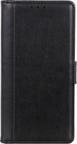 Shop4 - LG Q60 Hoesje - Wallet Case Grain Zwart