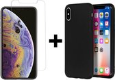 Gehard Glas Screenprotector + Color Backcover iPhone Xs Max hoesje - Zwart