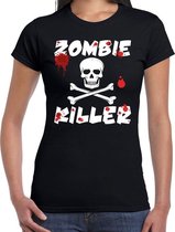 Halloween Halloween zombie killer t-shirt zwart dames - Zombie killer met doodskop shirt XXL