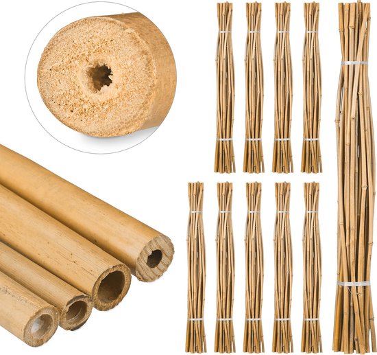 Relaxdays 250 x Bamboestokken - 150 cm - bamboe - tonkinstokken - tuin –  plantensteun | bol.com