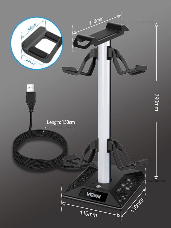 RGB Headset Standaard met Verlichting van Merkloos — afbeelding 2