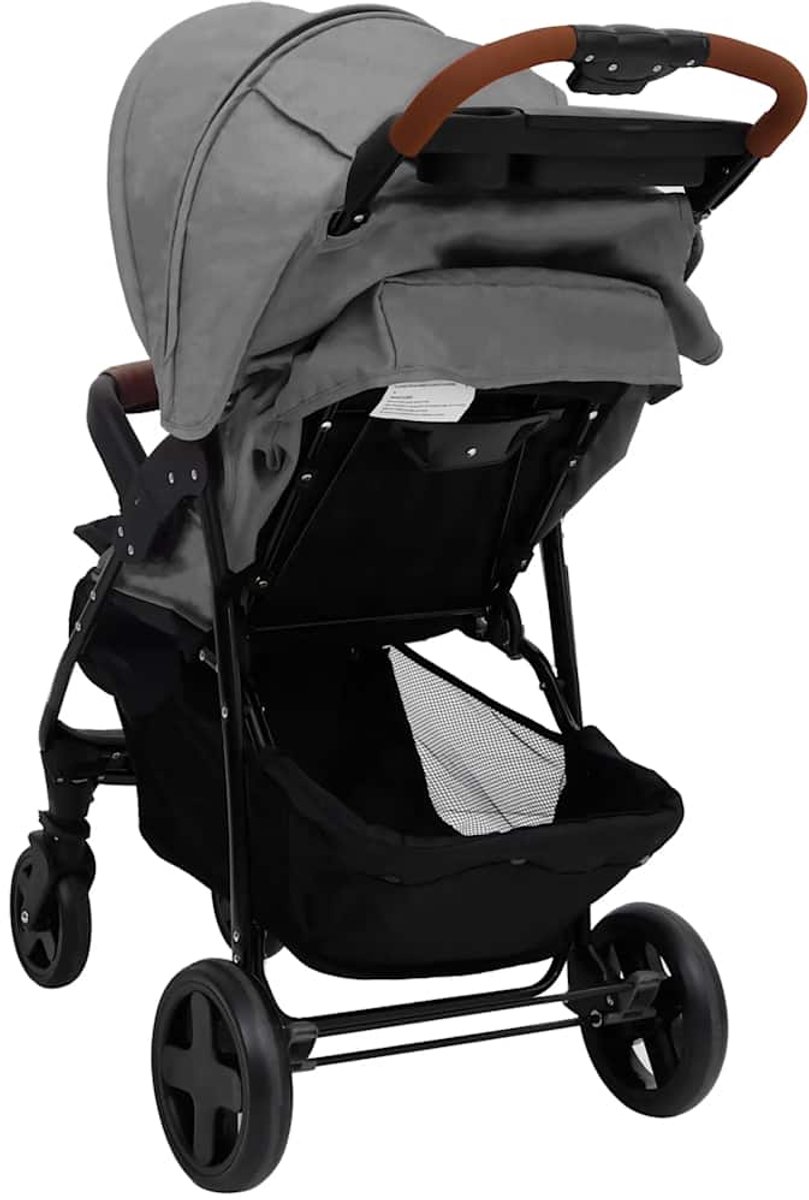vidaXL - Kinderwagen - 2-in-1 - staal - lichtgrijs - afbeelding 2
