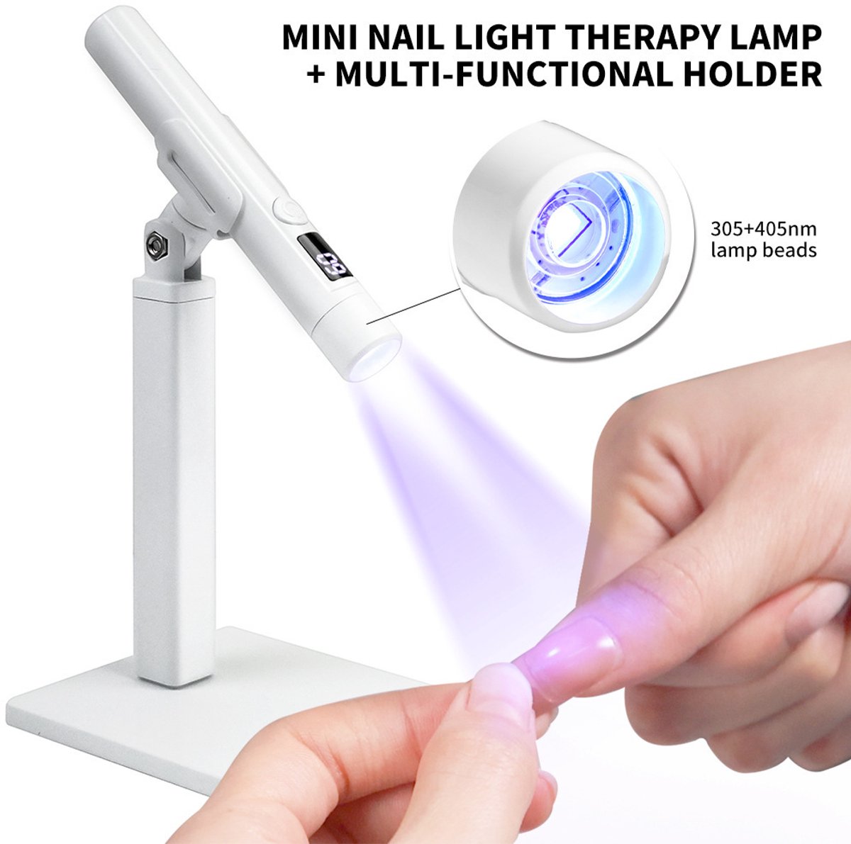 Witte handlamp, nagellamp met 360 graden draaibare standaard, multifunctionele standaard, nagellampset.