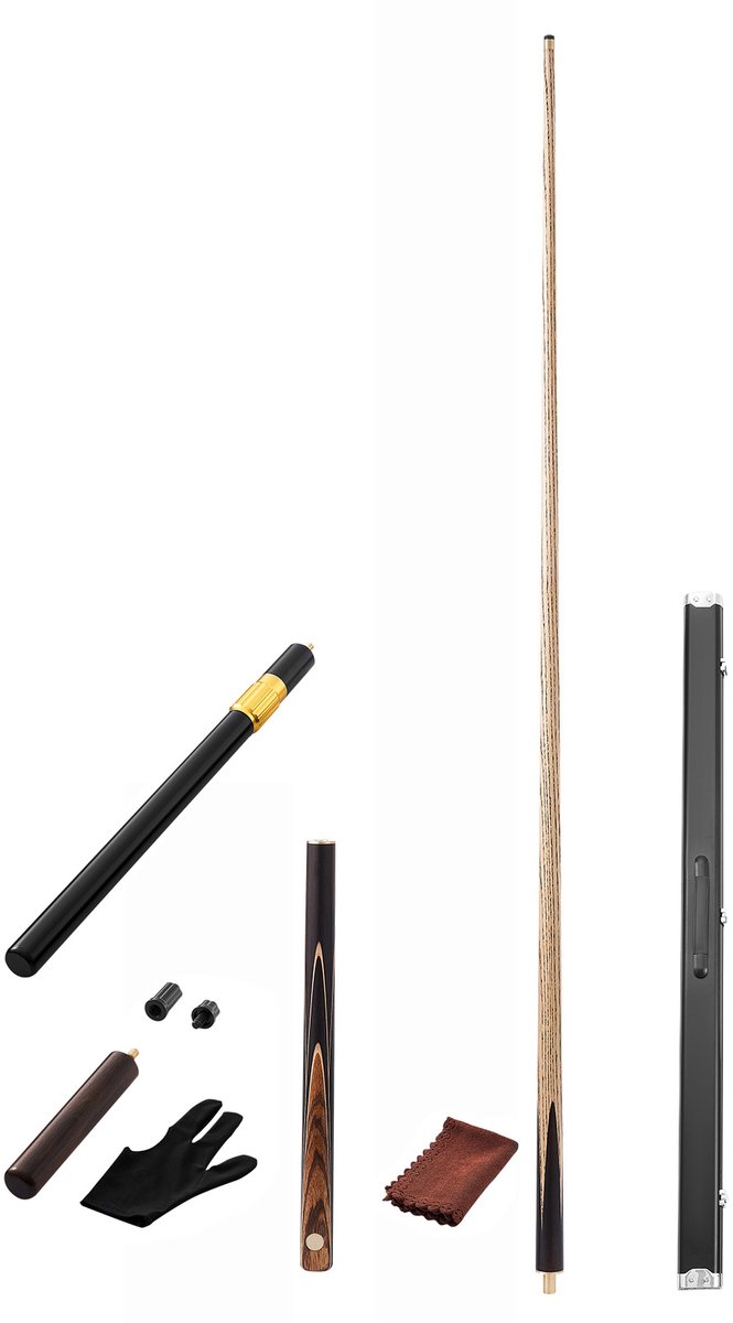 57-Inch Jointed Snookerkeu met Verlengstang en 0,37-Inch Leren Punt, 19 Oz Poolstok voor Professioneel Gebruik, Geschikt voor Pooltafels Thuis, Bars Of Kantoren, Inclusief Aluminiu