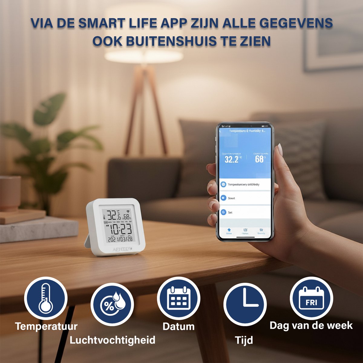 Rtools CBU-2 Slimme Tuya Wifi Hygrometer - Thermometer Luchtvochtigheid - 3m sonde - Alarmen - Batterij Netvoeding - Smarthome Rtools CBU-2 Slimme Tuya Wifi Hygrometer - Thermometer Luchtvochtigheid - 3m sonde - Alarmen - Batterij Netvoeding - Smarthome