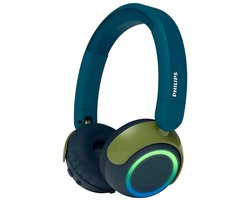 PHILIPS TAK4200CT On Ear draadloze opvouwbare hoofdtelefoon voor kinderen - 45 uur afspeeltijd, beperkt volume, Audio delen, laadkabel meegeleverd - Ambiant verlichting - Kristalgroen