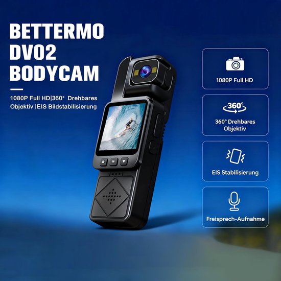 Mini Action Cam, 360 graden camera met 32 GB geheugenkaart, 1080p