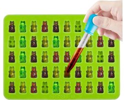 Set van 3 siliconen snoepvormen met 50 gaatjes, geschikt voor het maken van gummisnoepjes, gelei, chocolade, Halloween- en kerstsnoepjes (blauw, rood, groen).