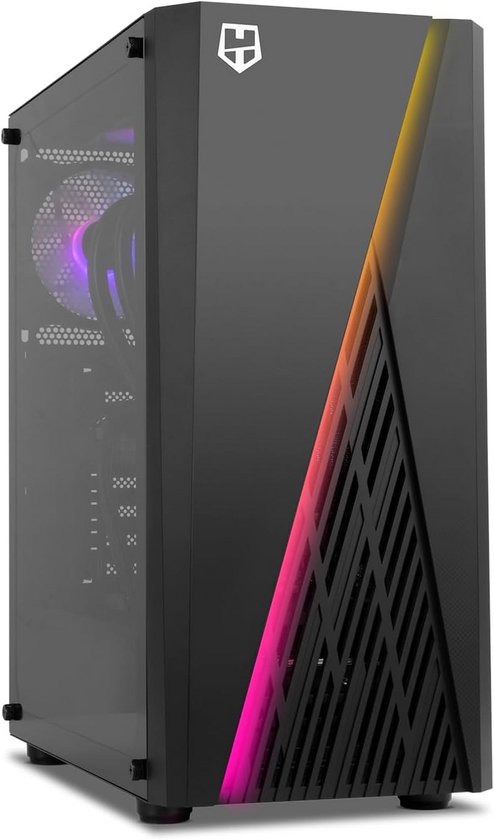 KEDIERS PC Gehäuse- vorinstalliert 9 ARGB-Lüfter, ATX Mid Tower Gaming Gehäuse, mit doppeltem gehärtetem Glas Vollbild Computergehäuse,H9