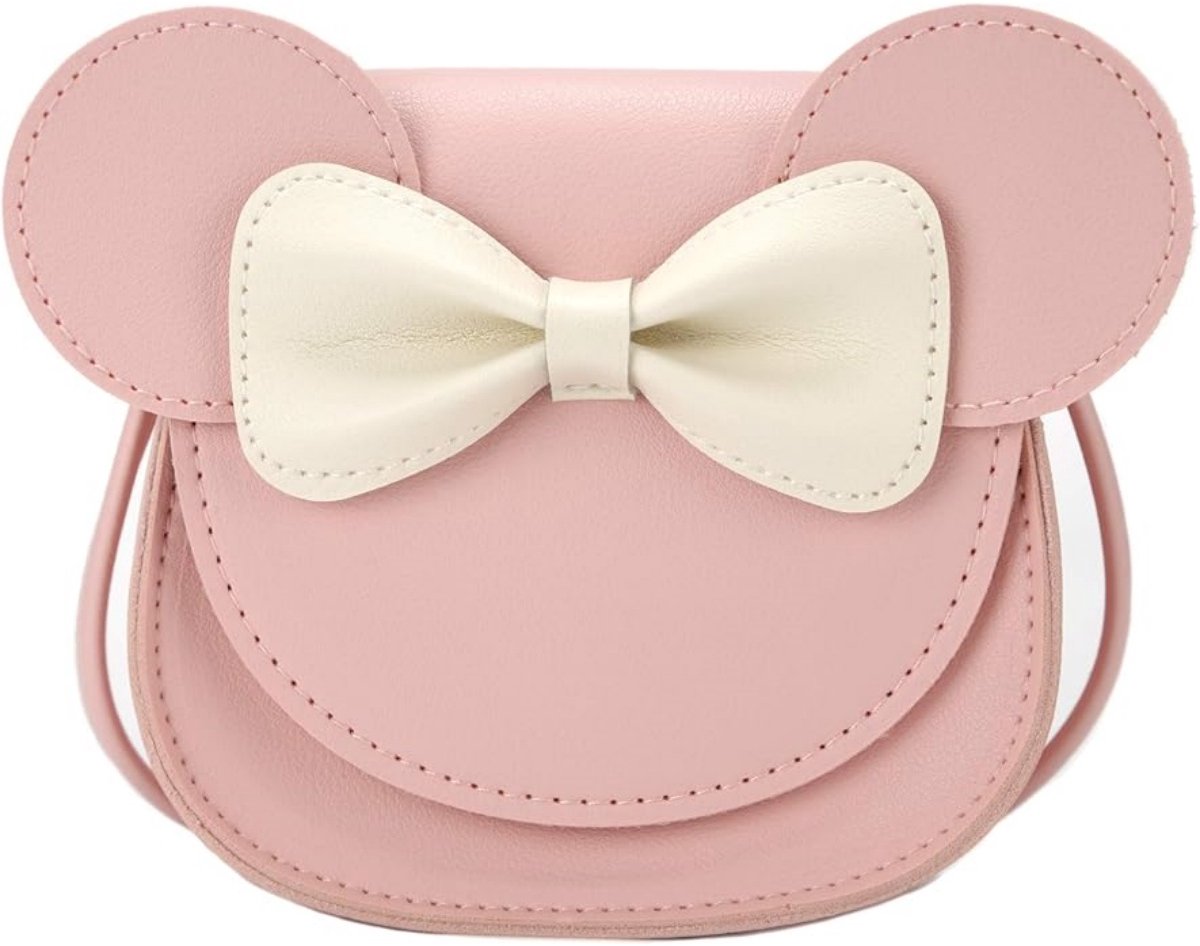 longziming -Schattig muis tasje met strik – Kinder schoudertasje met magneetsluiting – Lichtgewicht PU mini handtas voor peuters en kleuters – Cadeau voor meisjes en jongens