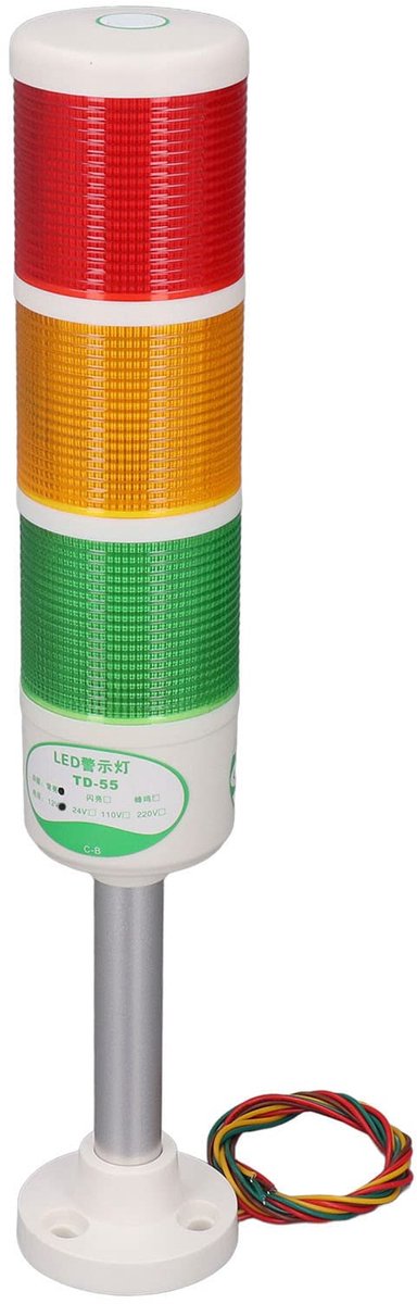 Led-signaallamp, DC 12 V 24 V zuil, industrieel waarschuwingslicht met draaibare sokkel, 3 lagen, rood, groen, geel, led-knipperlicht, torens van 12 V