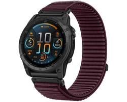 Strap-it Nylon bandje geschikt voor Garmin Fenix 9 (43mm) / 9 Pro (43mm) 8 - 43mm / Fenix 7s (Pro - Solar - Sapphire Solar) / Fenix 6s (Pro - Sapphire) / Fenix 5s (Plus - Sapphire) / Epix Pro (Gen 2) 42mm / Instinct 2s - E - Donkerpaars