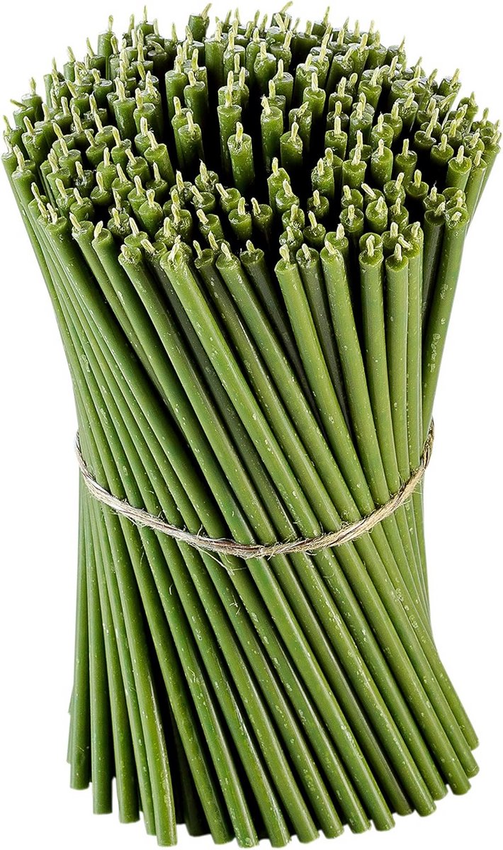 25 Groene Bijenwas Kaarsen Lang Dun Drip-Free - Natuurlijk en Rookvrij voor Religieus Gebruik en Decoratie