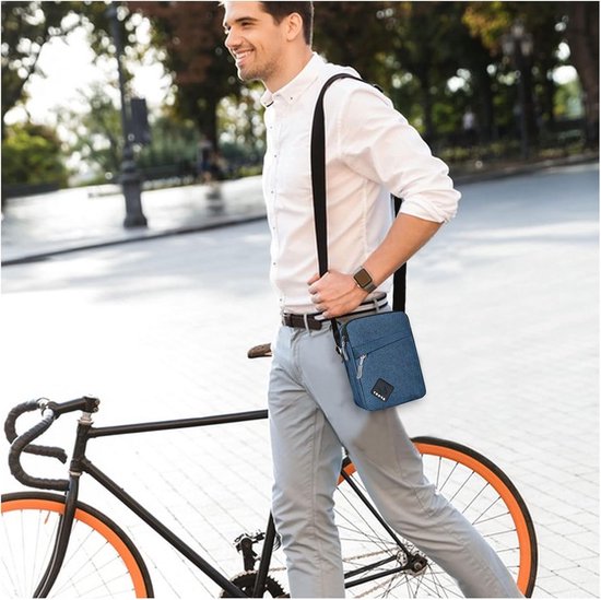 BAIGIO Kleine schoudertas voor heren, van Oxford-nylon, casual, met zakken, voor werk, reizen in de open lucht, B-Zwart
