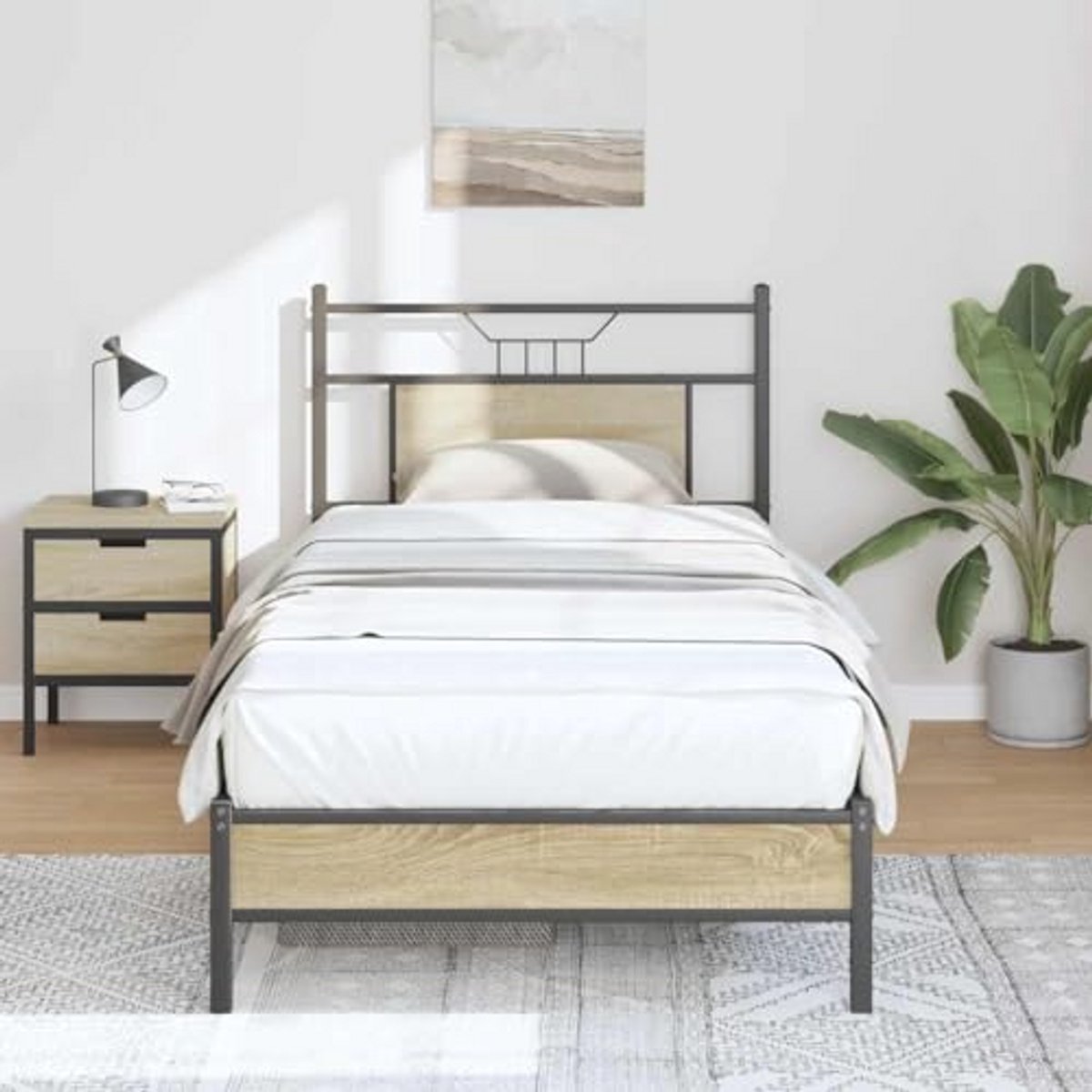 Houten Bed Frame zonder Matras 90x190 cm - Eenpersoonsbed, Hoogwaardige Slaapoplossing