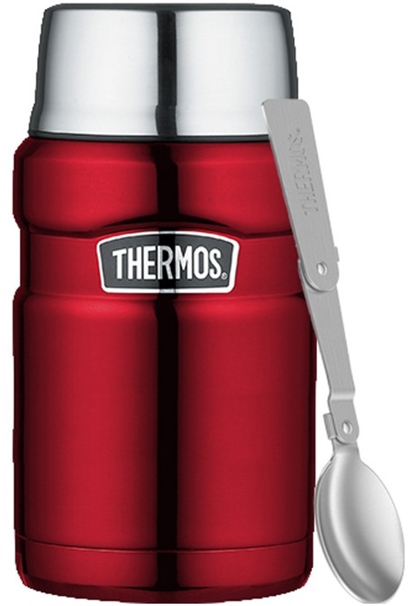 Thermos Voedselcontainer 710ml Rood met Opvouwbare Lepel