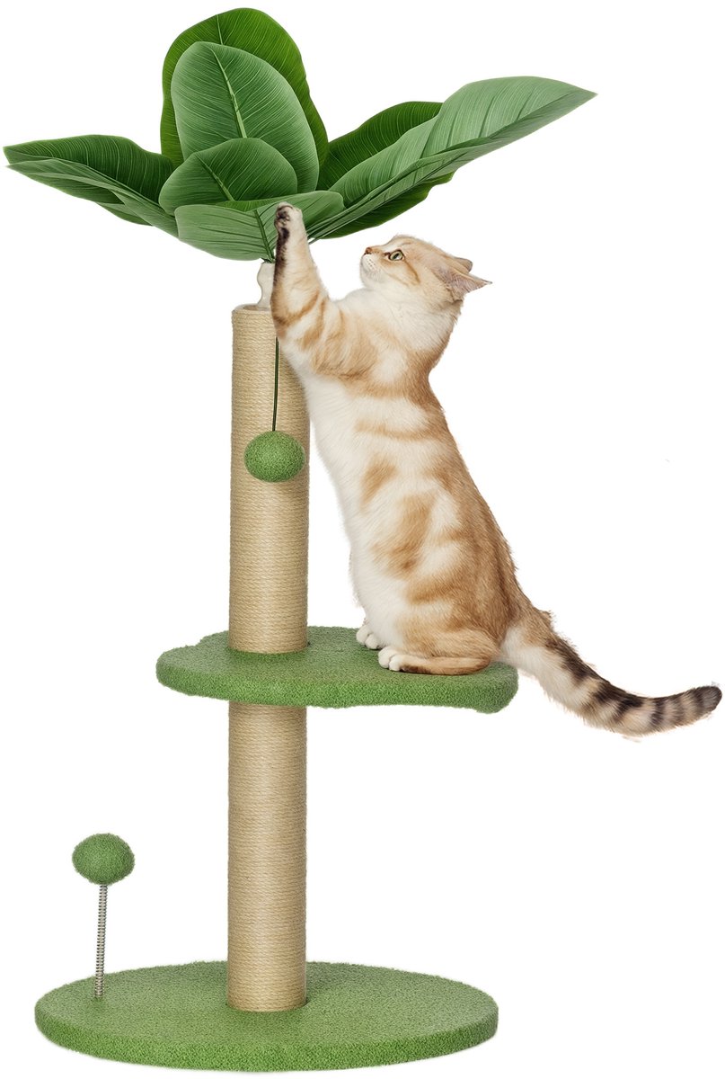 PawHut-kattenboom-pluchen teddybeer-40x40x83cm-groen