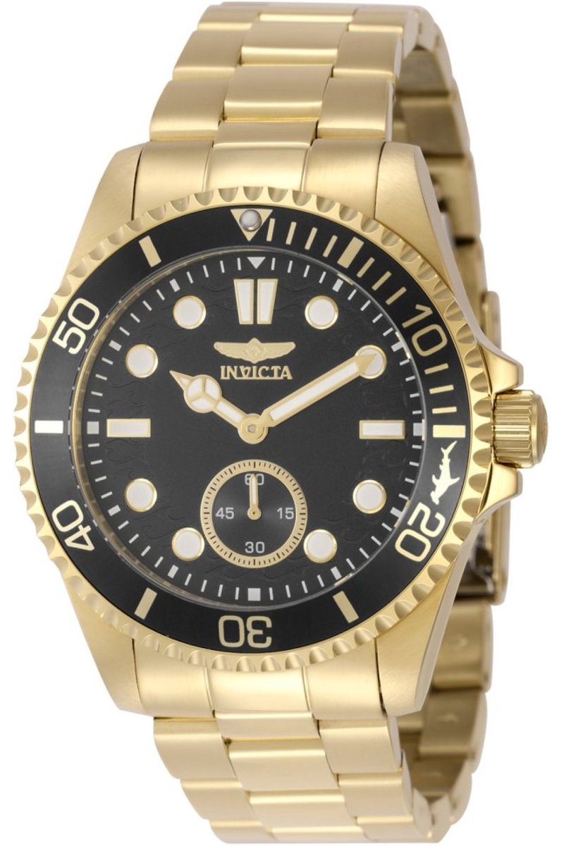 Invicta Pro Diver 49429 Heren Horloge - Waterdicht - Analoog - Quartz Uurwerk - Roestvrij Staal met zwarte Wijzerplaat - 43mm