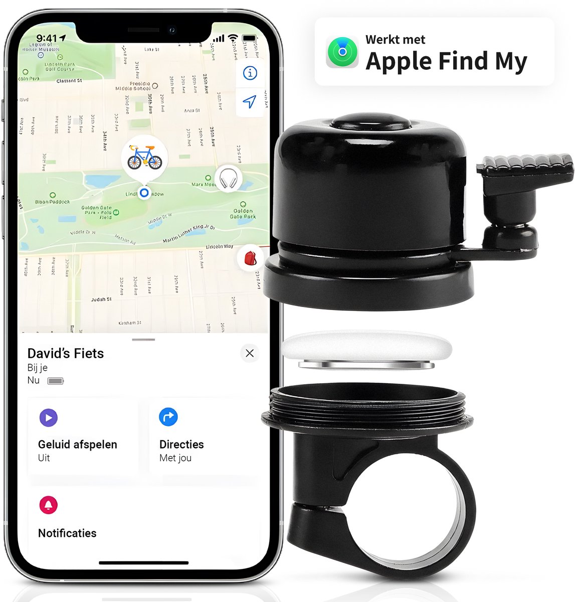 Fietsbel geschikt voor Apple AirTag - Inclusief Tracker + Schroevendraaier! - Volg je fiets bij diefstal! - Waterbestendig - Hoge kwaliteit - Fietshouder - GPS tracker - Fiets accessoires - Fiets onderdelen