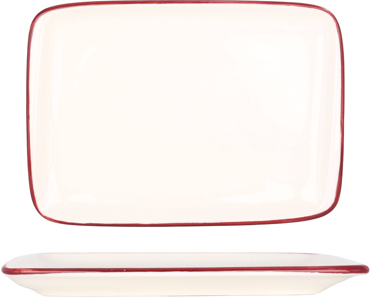 Bonna Serveerschaal - Linea Burgundy - Porselein - 23x16 cm - set van 2