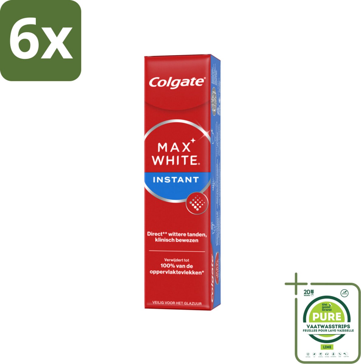 Colgate Tandpasta Max White Optic 75 ml - Voordeelverpakking - 6 stuks - Tandpasta - Colgate