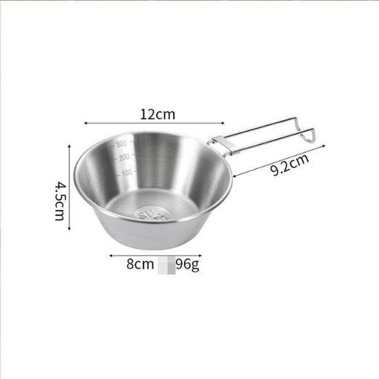 Schaal-Roestvrijstalen kom-Opvouwbare kom-Draagbare voedselkom -Krasbestendig-Gemakkelijk schoon te maken-geschikt voor thuiskeuken-buiten-kamperen-zilver-8*12*4,5 cm- 300 ml — afbeelding 2