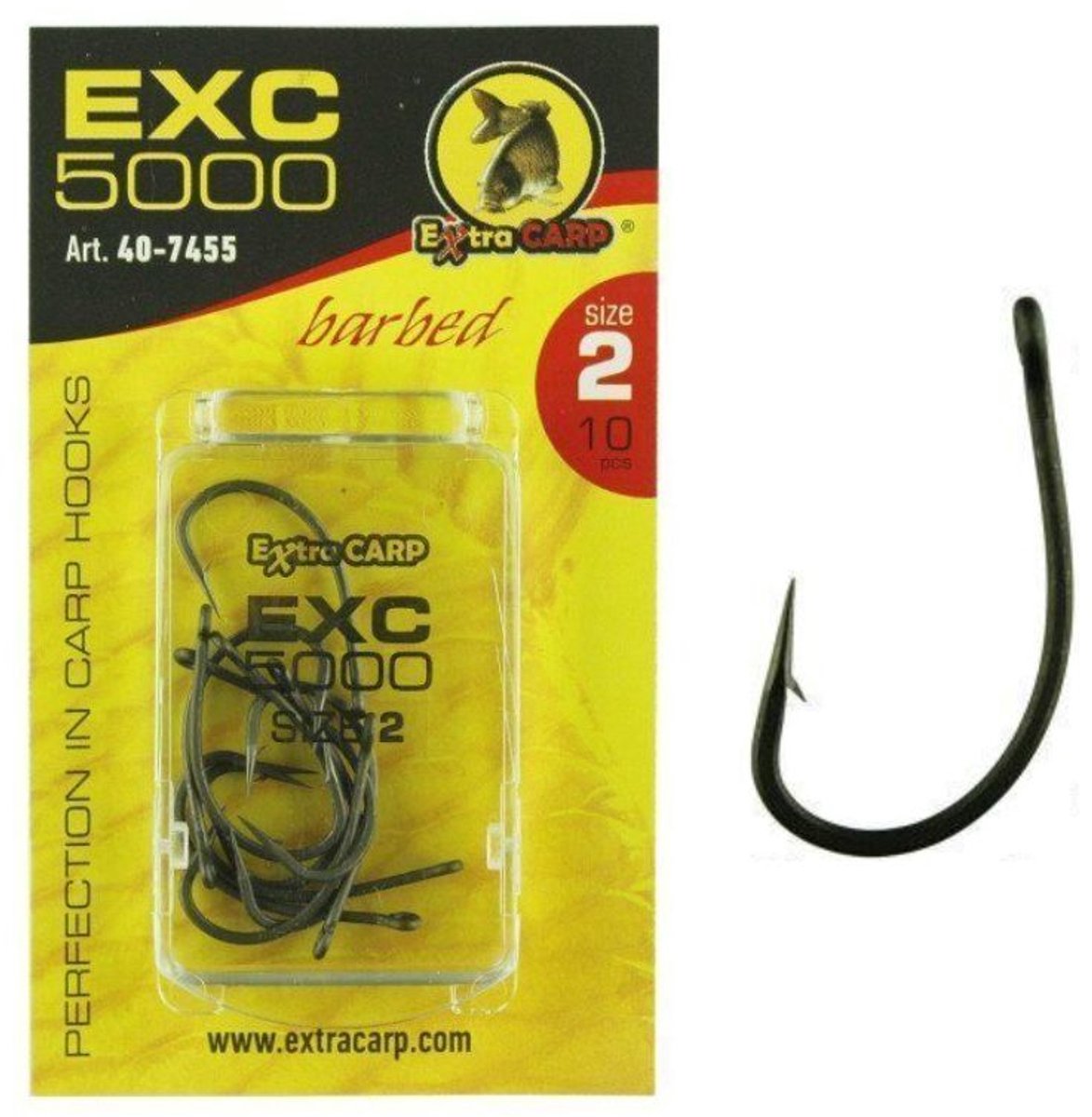 EXC '5000' Karper Haken - Haakmaat #4 - 10 stuks - Barbed - Karper Haak - Carp Hooks - voor Karper Onderlijnen