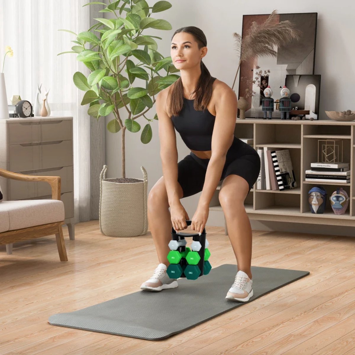 Exoluxe Halterset met Halterstandaard - Dumbells - Meerkleurig thumbnail 2