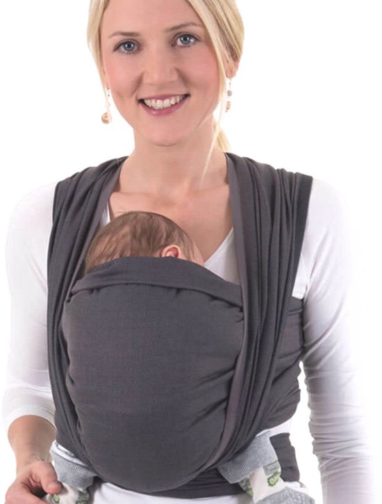Unyqoos® Comfortabele en veelzijdige baby-draagdoek van katoen in grijze kleur