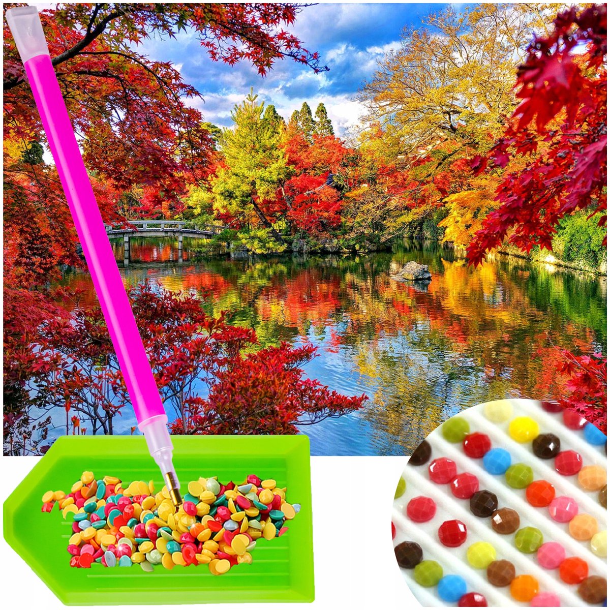 Diamond Painting Kit 5D: Herfstpark 40x30cm