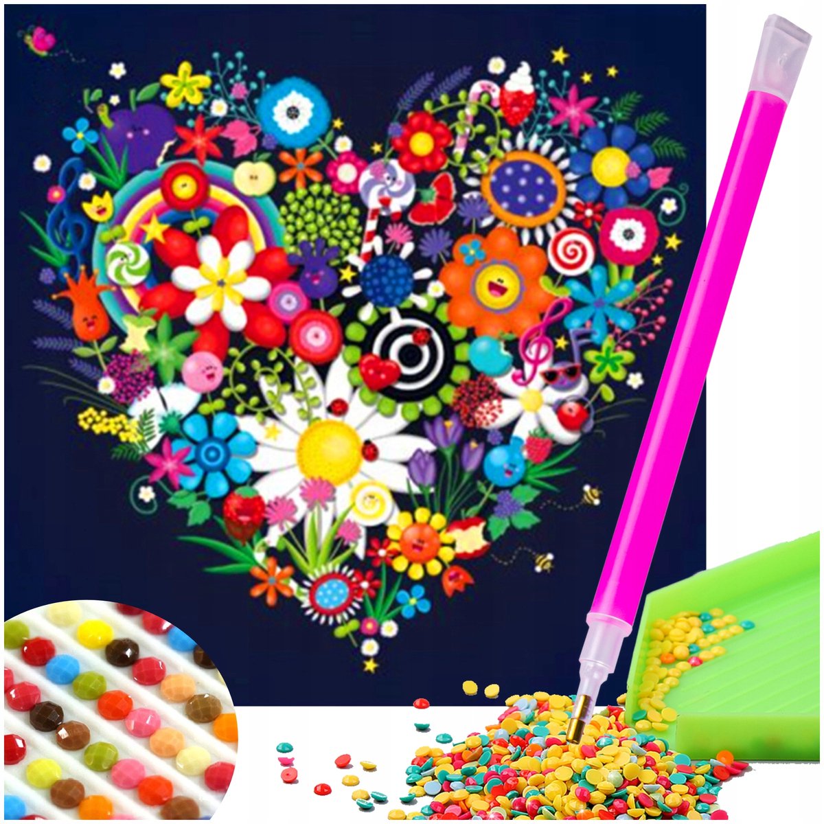 Diamond Painting Hart Mozaïek 5D - Creatieve Knutselset 30x30cm