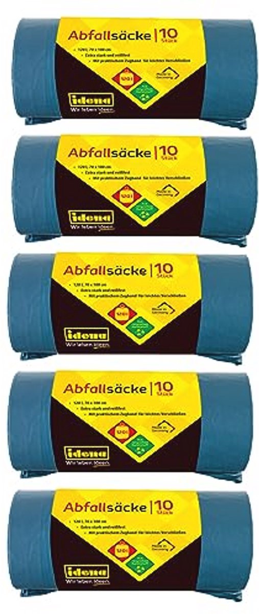Zwarte Afvalzakken Set - 50 Stuks, 120 Liter, Scheurbestendig en Sterk, Met Trekkoord