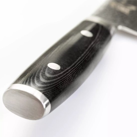 Yaxell Japonais - Série Ran - Couteau de Chef Nakiri - Acier VG10 - 61 HRC - Lame 16,5 cm - 69 Couches d'Acier Damassé - Toile-Micarta Heft