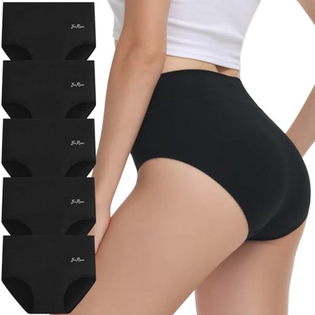 Hoge Taille Damesslips - Comfortabele Katoenen Ondergoedset van 5 Stuks