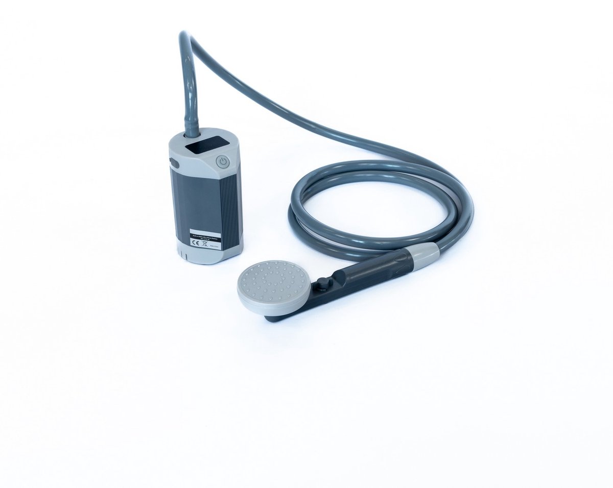 EveBase® Elektrische Campingdouche - Buitendouche - Tuindouche - Oplaadbaar - Draagbaar - Slanglengte van 200 cm - Geschikt voor Kamperen, Buitenactiviteiten, Reizen en Meer - Grijs