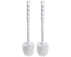 Toyma WC/Toiletborstel los - 2x - kunststof - wit - D7,5 x H35 cm - badkamer accessoires