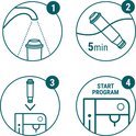Vier cirkelvormige illustraties die de installatie van een koffiefilter tonen.