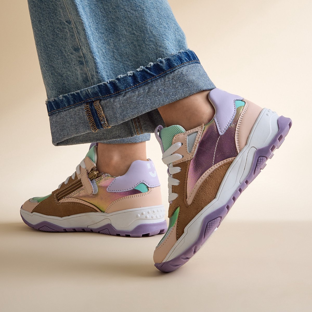 Muyters Sneakers paars Leer - Maat 32 - Kinderschoenen