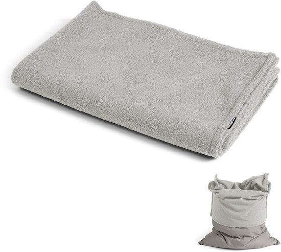 Zitzakhoes ‘Das Kuschelcover’ van bouclé teddy stof, indoor hoes voor zitzak of fauteuil in grijs