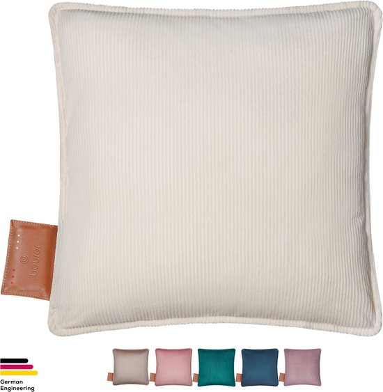 Beurer Warmtekussen - Heaty Corduroy Cashmere Creme - Draadloos Warmtekussen - Elektrisch - Oplaadbaar - 45x45 cm - Wasbare hoes – 5 Jaar Garantie: exclusief bij Bol.com