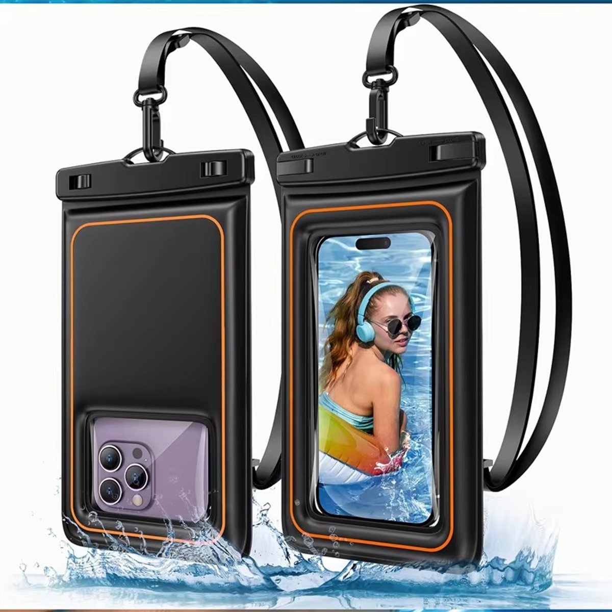 LumiWay Waterdichte Telefoonhoes - Drijvend - Dubbele Klipsluiting - incl. Nekkoord - Dry Bag - Telefoons tot 6.9 Inch - Onderwater Telefoon Hoesje - Waterbestendig