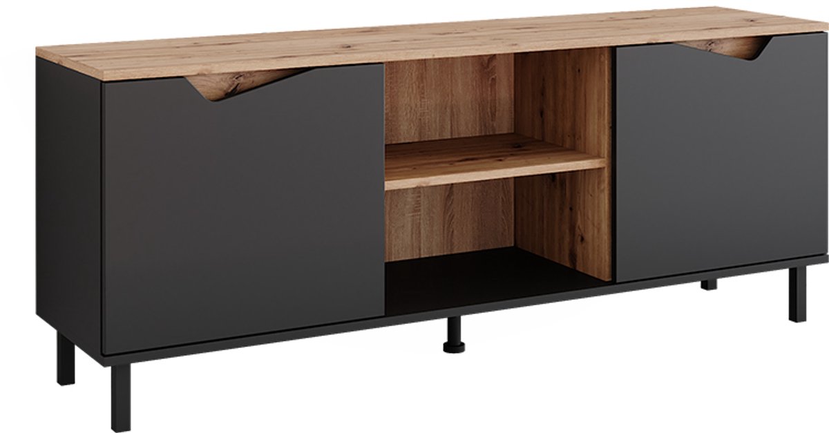 Vicco Marelle TV-meubel – 150 x 60 cm met 2 deuren Antraciet/Artisan Antraciet/Artisanaal eiken