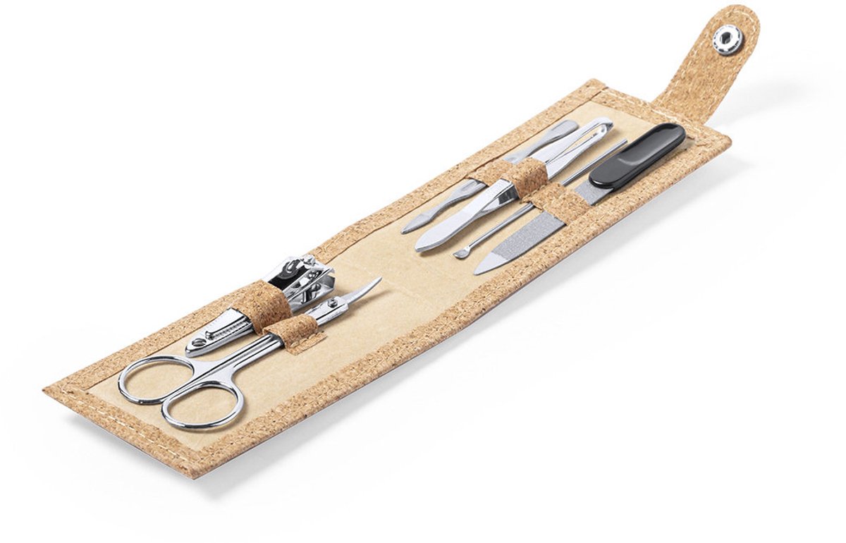 Manicureset - Nagelverzorging - Pedicure set - Met opbergetui - Kurk - 6-delig