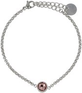 My Bendel - Zilverkleurige Armband met Roze Glassteen - met Luxe Cadeauverpakking | Sieraden Voor Dames