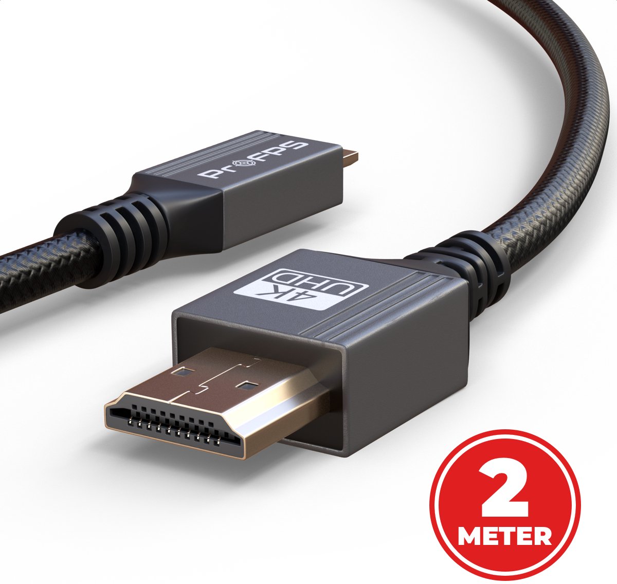 ProFPS Micro HDMI naar HDMI Kabel 2M – 4K@60Hz – 18Gbps – ARC/3D