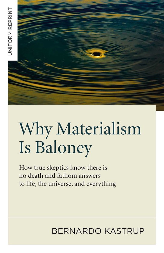 Couverture du livre 'Why Materialism Is Baloney' par Bernardo Kastrup. La couverture présente une surface d'eau ondulée avec le titre en gros caractères.