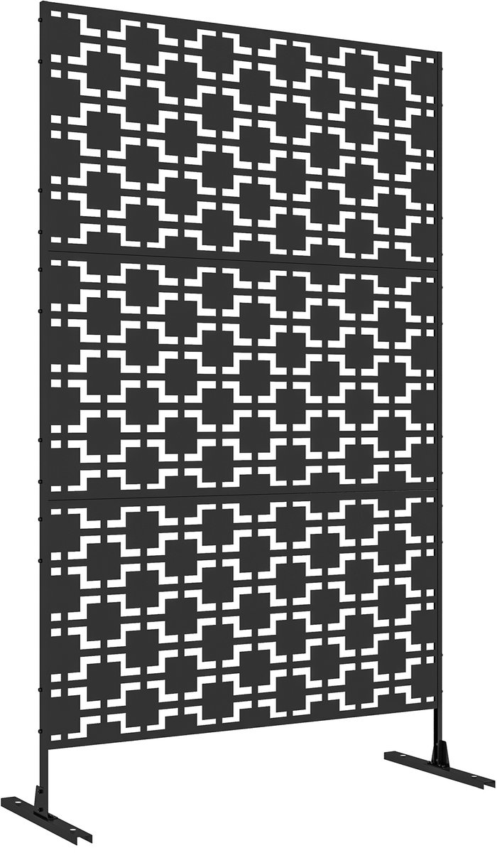 Outsunny-Outdoor Privacy Screen-Acier-122x45x198cm-Noir
