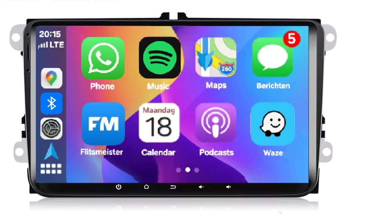 Autoradio 1/16GB met Carplay en Android Auto | Geschikt voor Vw volkswagen Golf 5 & 6 Polo Caddy Bora Jetta Transporter T5 Touran Passat scirocco 2003-2017 | Autoradio met navigatie | 2007 2008 2009 2010 2011 2012 Rns mk5 A6 R b6 | Met screencleaner