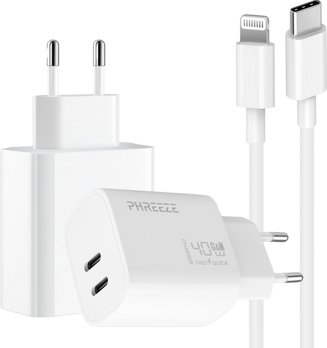 Phreeze usb C oplader met MFi Lightning kabel - Power Delivery